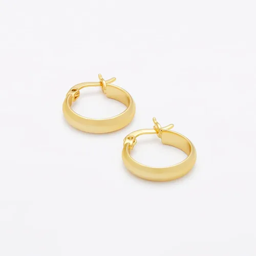 Vista 3 de Tienda Essentials Aro de cúpula pulida chapada en oro de 14 quilates o plata