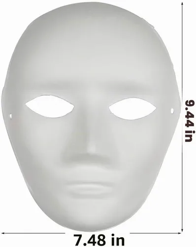 Vista 3 de 12 máscaras de papel maché en blanco, máscaras faciales completas