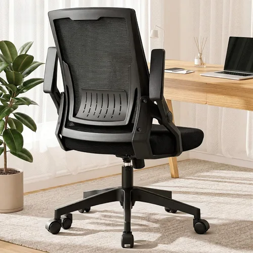 Vista 14 de GTPLAYER Silla de oficina ergonómica con reposabrazos abatibles, silla ejecutiva para computadora en casa, malla transpirable y cómodo soporte Negro