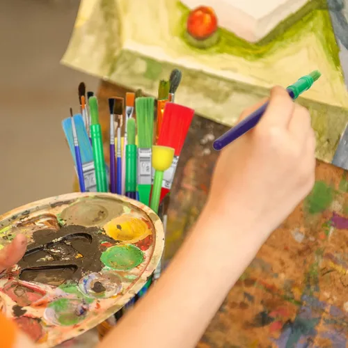 Vista 7 de Juego de pinceles de pintura multiusos para pintura acrílica, fácil de limpiar y sostener, pinceles redondos y planos para niños, ideal