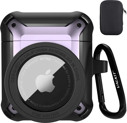 Vista 17 de Valkit Funda para Airpods para hombres con cerradura, funda de cuerpo completo con llavero para AirPods de Apple a prueba de golpes, funda