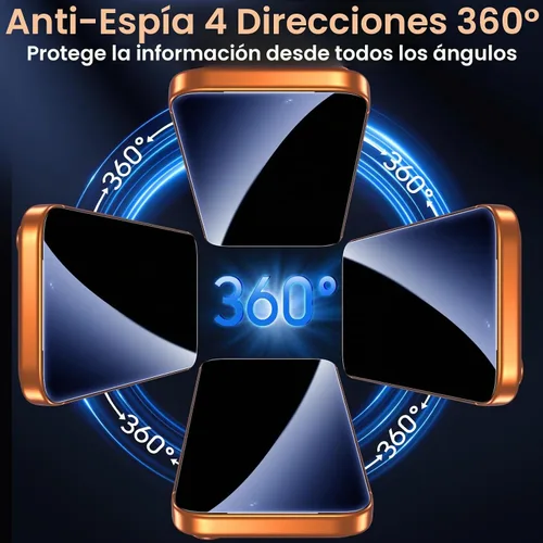 Vista 2 de UniqueMe Protector de pantalla de privacidad de 360° para iPhone 17 Pro 360°-negro