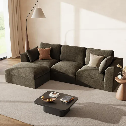 Vista 38 de Sofás seccionales Cloud de 110 pulgadas para sala de estar, sofá convertible sin hueso en forma de L con otomana, juego de sofá modular de gran