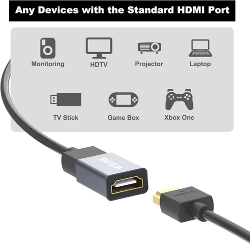 Vista 4 de VCELINK Adaptadores de ángulo recto HDMI 8K @60Hz con acoplador HDMI 8K, HDMI 2.1 hembra a adaptador de extensión hembra