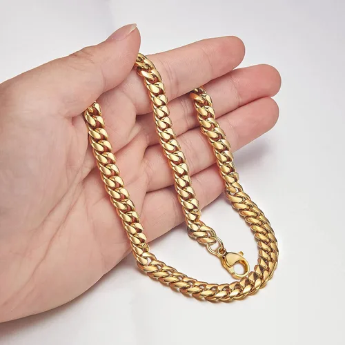 Vista 5 de Monily Cadenas de eslabones cubanos para hombres, cadena de acero inoxidable para niños, collar grueso de 0.236 in a 0.433 in, 16 pulgadas a 36