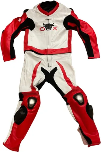 Vista 3 de Ox Traje de motocicleta totalmente protector de 2 piezas, chaqueta desmontable, 100% piel natural, L