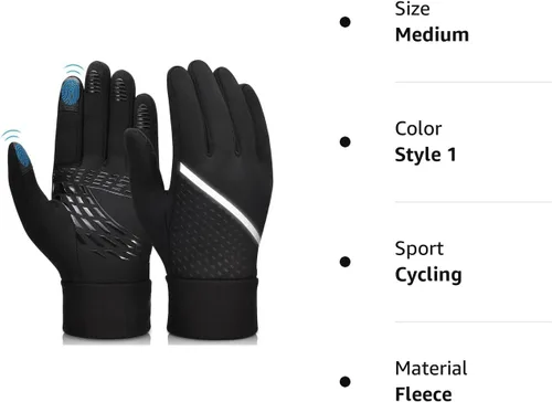 Vista 8 de OOPOR Winter Warm Running Sports Gloves - Cold Weather Ski Outdoor Thermal Bike Black Mittens for Man Woman