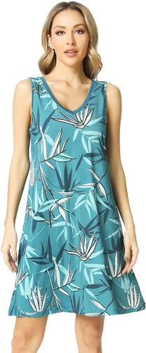 Vista 24 de GYS Cooling Bamboo Viscose Sleeveless Nightgowns for Women Aguamarina