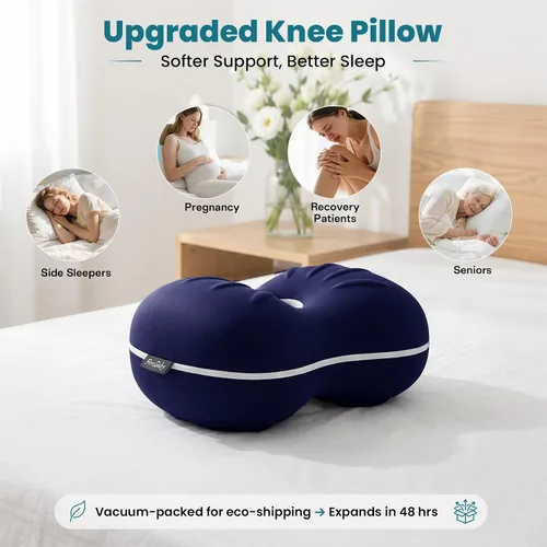 Vista 8 de Almohada de rodilla para personas que duermen de lado, almohada suave de alineación de la columna vertebral, almohadas de rodilla de espuma