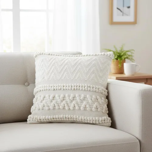Vista 3 de REDEARTH · Fundas de Cojines Decorativos con Mechones - Fundas Decorativas Tejidas con Textura Boho para Sofá, Cama, Casa de Campo, Silla, Patio