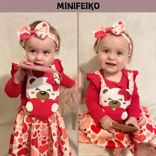 Vista 2 de MINIFEIKO Traje de falda de San Valentín para bebé niña
