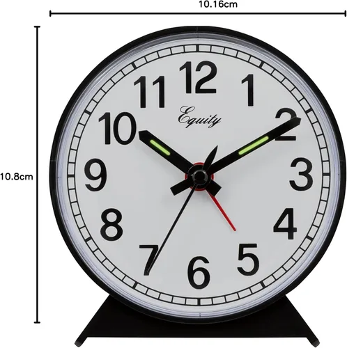 Vista 7 de Equidad 14075 Reloj despertador analógico de cuerda negro