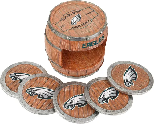 Vista 136 de FOCO NFL Team Logo 5-Pack Barrel Beverage Drink Coaster Set