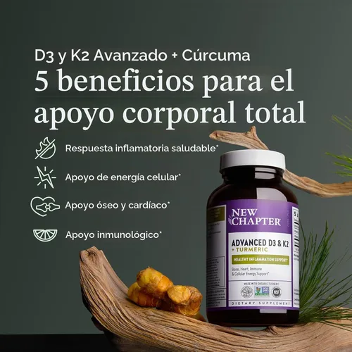 Vista 3 de New Chapter Vitamina D3 5000 UI y suplemento de vitamina K2, 30