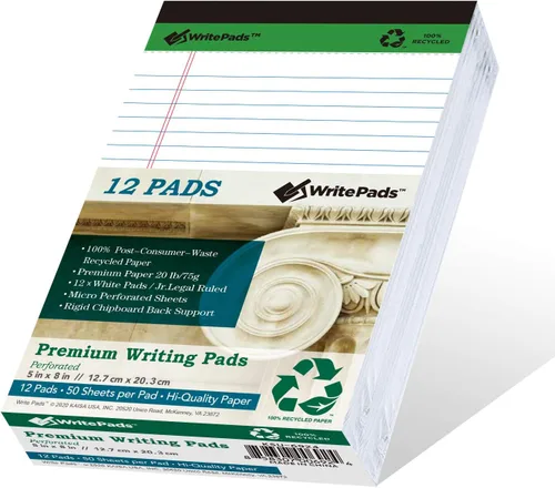 Vista 8 de KAISA KSU-6948 - Blocs de notas grueso de tamaño legal, de primera calidad, de 5 x 8 pulgadas, 50 hojas/bloc, perforados, con papel reciclado de 20