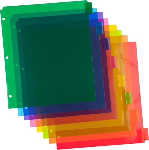 Vista 13 de JAM PAPER Separadores de Índice de Plástico de 5 Pestañas - 9 3/4 x 11 1/2 pulgadas - Multicolor Surtido - 5 Separadores con Pestañas/Paquete