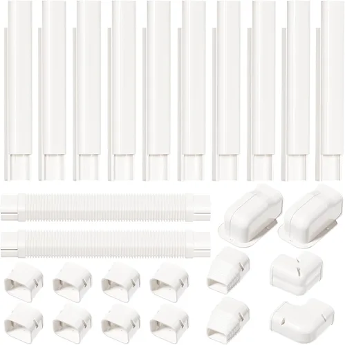 Vista 11 de Kit de cubierta de conjunto de líneas de 3" de ancho y 7.5 pies de largo para aires acondicionados mini split, cubierta de línea delgada de PVC