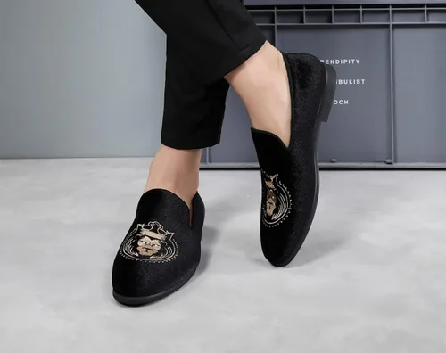 Vista 6 de Santimon Mocasines de vestir para hombre sin cordones para conducir esmoquin cabeza de león para caminar