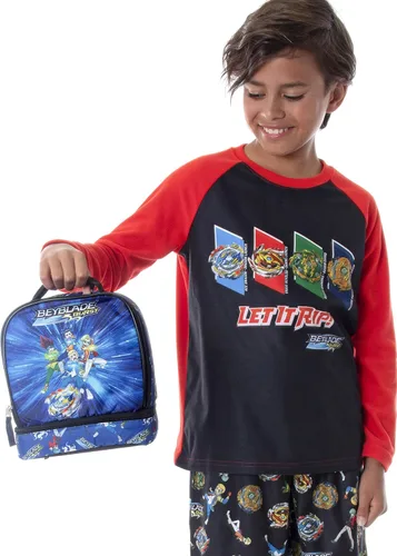 Vista 2 de INTIMO Beyblade Burst Spinner Top Anime Personajes Doble Compartimento Aislado Lonchera Bolsa Tote 10