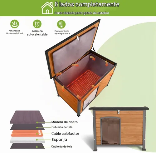 Vista 2 de 33.5" Heated Outdoor Dog House with Insulated Liner for Medium Breeds