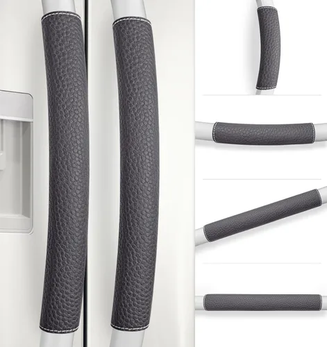 Vista 24 de Fundas para manija de puerta de refrigerador, 5 PCS, fundas ajustables para manijas de electrodomésticos, mantén tu cocina limpia, protector