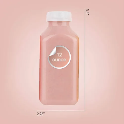 Vista 4 de Diplastible Botellas de jugo desechables de 12 onzas con tapas, paquete de 24
