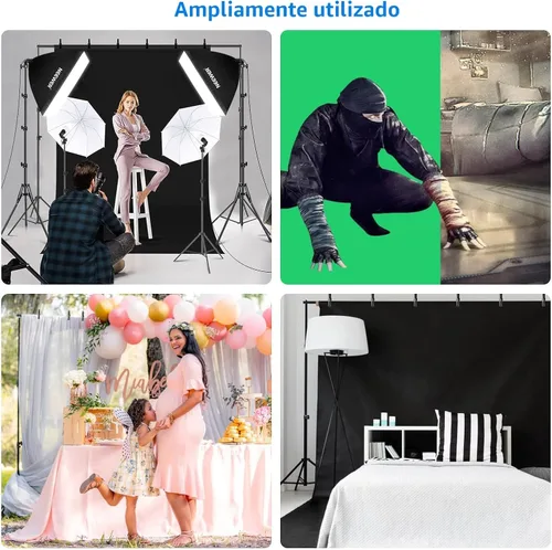 Vista 3 de Sistema de apoyo de fondo Neewer, de 8.5 x 10 pies y equipo de iluminación continua de 800 W, 5500 K, softbox y sombrillas para estudio fotográfico