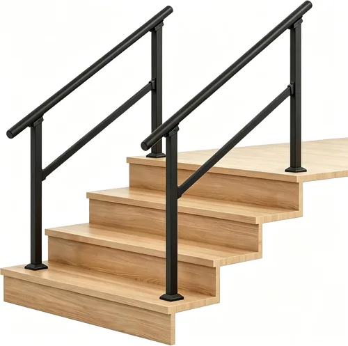 Vista 17 de Metty - Barandillas metálicas de 3 escalones para escalones al aire libre Blanco