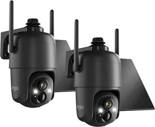 Vista 8 de Dzees Cámaras de seguridad inalámbricas para exteriores, 2K Pan/Tilt 360° View Solar/Baterías WiFi alimentadas por baterías para seguridad del hogar