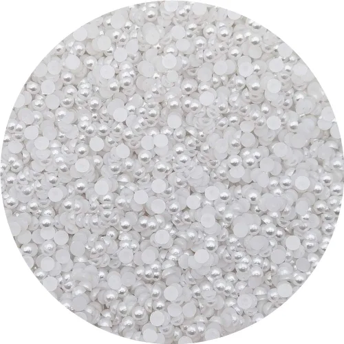 Vista 3 de INSPIRELLE 8000pcs 0.118 in Blanco Plano Parte Trasera Media Redonda Perla