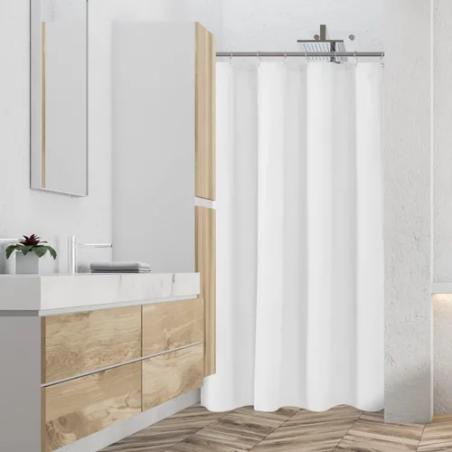 Vista 7 de Forro de cortina de ducha en relieve de microfibra para cabina de 48 x 72 pulgadas, cortina de baño de tela suave lavable y repelente al agua, Blanco