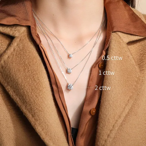 Vista 6 de S.Leaf - Collar con colgante de plata de ley con circonia cúbica y solitario, para mujer
