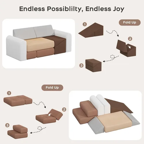 Vista 3 de Bloques de espuma de escalada para niños, juego modular de 7 piezas para niños pequeños, bloques de espuma de juego suave, juguetes de escalada