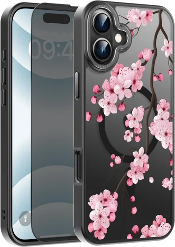 Vista 137 de Goodon para iPhone 15 Pro Max con protector de pantalla de privacidad, compatible con Magsafe, funda translúcida mate a prueba de golpes - Linda