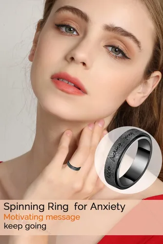 Vista 3 de Anillo Inicial Giratoria de Ansiedad para Mujeres Anillo de Ansiedad para Mujeres y Hombres Anillo de Pulgar para Hombres Anillo Giratoria de Plata