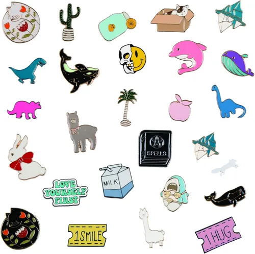 Vista 4 de Juego mixto de 20 prendedores de esmalte para solapa Decoración para mochila, gorros y chaqueta