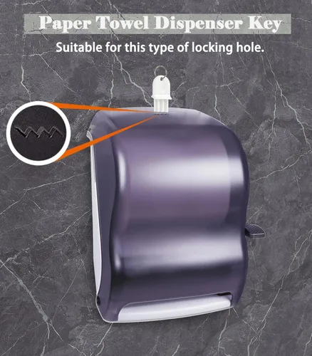 Vista 2 de Paquete de 5 llaves dispensadoras de papel higiénico universal de plástico duro para dispensadores de toallas de papel y jabón, 2 llaveros incluidos