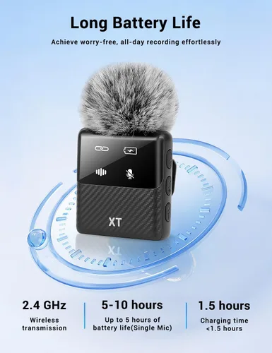 Vista 5 de Mini micrófono inalámbrico Lavalier para iPhone, iPad, teléfono Android, reducción de ruido, clip magnético Plug and Play, micrófono de solapa