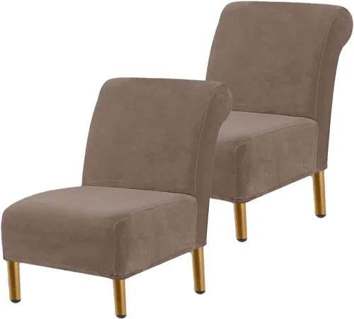 Vista 28 de Funda para silla decorativa sin brazos, de terciopelo elástico, extraíble, lavable, protector moderno de muebles con parte inferior elástica