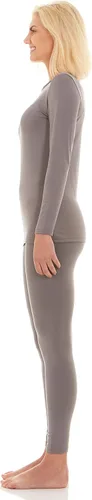 Vista 2 de Bodtek Conjunto de ropa interior larga térmica para mujer, para clima frío, capa base larga de John con forro polar, parte superior e inferior