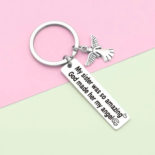 Vista 5 de 7RVZM Llavero de condolencia para hermana, llavero de duelo en memoria de hermana, regalo para hermana, joyería de condolencias