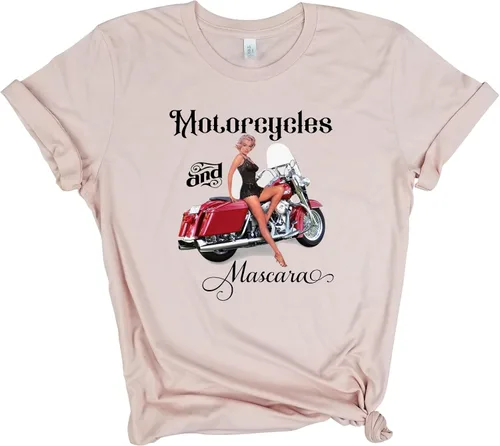Vista 3 de Motorcycles And Mascara - Motorcycle lover Tee, Motorbike Riding Women Tee, Girl Rider Shirt, Woman Biker Shirt, Motor Lover Giftshirt, alien shirt