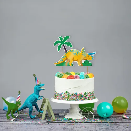 Vista 7 de PARTY TIME, EA10141, Decoración para Tortas de Dinosaurio x2: Accesorios para Cumpleaños, Fiestas y Eventos, Formato Práctico 11 x 7.9 in, Diversión