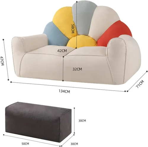 Vista 2 de HWOEK Lazy Sofa puff con reposapiés – sin relleno, funda suave para puf, almacenamiento de animales de peluche o asiento de tumbona de espuma