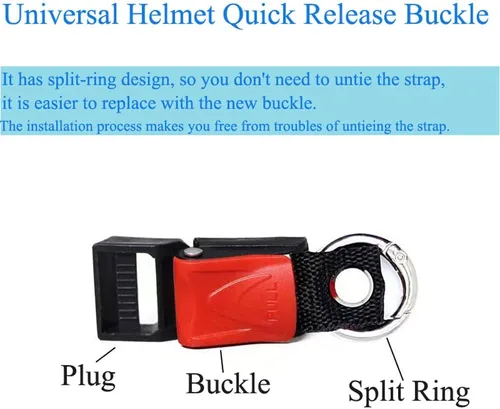 Vista 5 de Juego de 2 hebillas de liberación rápida para casco de ciclismo con anillos tóricos abiertos para casco de bicicleta, adaptador de correa
