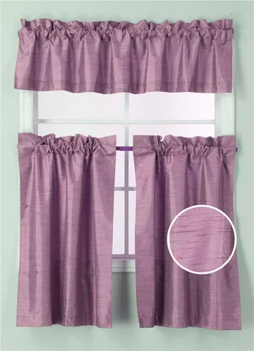 Vista 17 de Rooney - Juego de 3 cortinas opacas con respaldo térmico para ventana de cocina (negro)