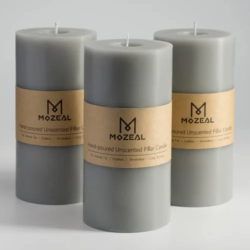 Vista 74 de MOZEAL Juego de 3 velas sin perfume vertidas a mano de 3 x 6 pulgadas, velas tipo pilar sin goteo, combustión de larga duración, aproximadamente 120