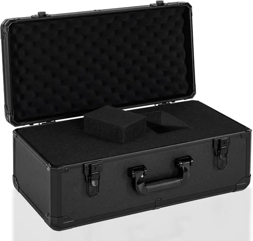 Vista 11 de Estuche de transporte de 11 pulgadas con espuma precortada en cubitos personalizable, carcasa de aluminio, construcción robusta de aleación