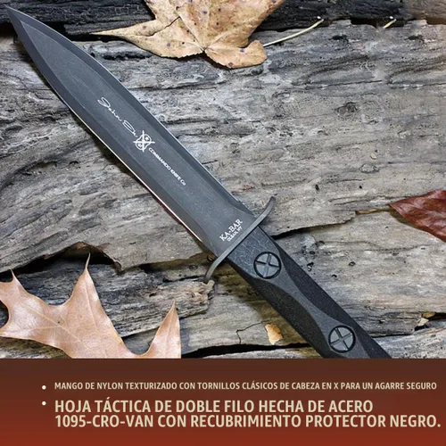 Vista 7 de Cuchillo KA-BAR John Ek Commando Co. - EK44 con hoja de acero Cro-Van 1095 de 6.625 pulgadas en un mango de nylon relleno de vidrio de 12.625