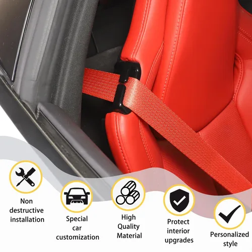 Vista 4 de Kit de cubierta decorativa de hebilla para cinturón de seguridad compatible con Chevrolet Corvette C8 2020-2023, accesorios de repuesto para hebilla